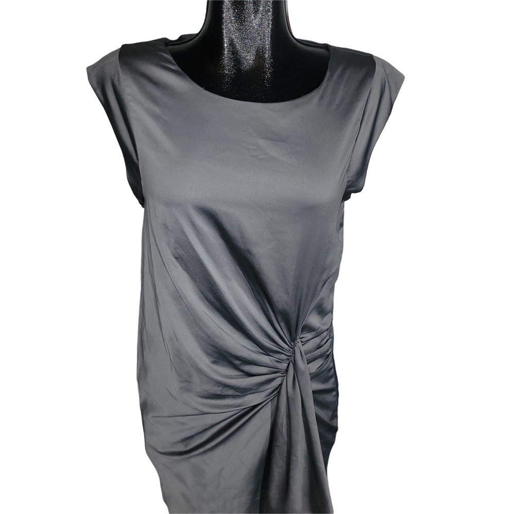 Vero Moda Silver Gray Satin Short Cap Sleeve Dress Size M